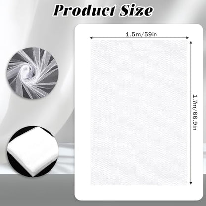 White Mesh Fabric 63 x 67 Inch Soft Mesh Slightly Stretchy Cuttable Netting Fabrics for Sewing Projects Shopping Bag Backpack Pocket