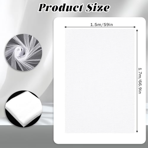 White Mesh Fabric 63 x 67 Inch Soft Mesh Slightly Stretchy Cuttable Netting Fabrics for Sewing Projects Shopping Bag Backpack Pocket