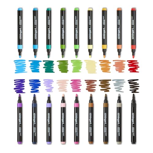 KINGART 409-48B Acrylic Paint Markers Set, 48-Colors | Precise 2mm Bullet Tip for Detail Work, Outlining, Lettering and Illustrations