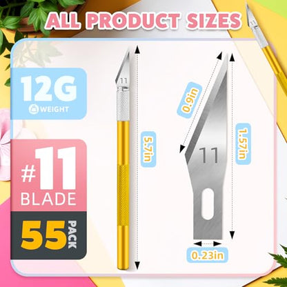 55PCS Exacto Knife Set, Craft Knife, Hobby Knives with 50PCS Blades | 55PCS precision knife kit, SK5 exacto knife blades for art, woodworking, stencil, scoring, scrapbooking, modeling and crafts - style: Multi-3 – 5 Knives / 50 Blades