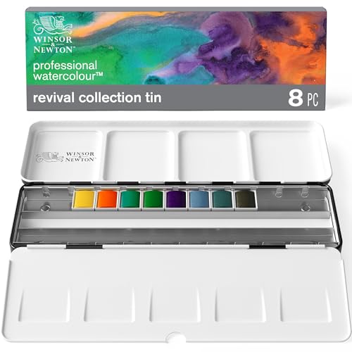 Winsor & Newton Professional Watercolour Paint, Revival, Half Pan Set of 8 | 8 Half Pans, Unrivalled Transparency, Single Pigment Vibrant Colors, Archival Permanence, Heritage Brand, Finest Pigments - style: Revival Collection Half Pan Set