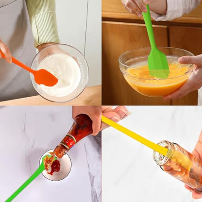 9-Piece Silicone Spatula Set with Brush & Jar Scrapers | 500°F heat resistant, non-scratch BPA-free silicone, seamless design, for cooking, baking, mixing, and jar scraping
