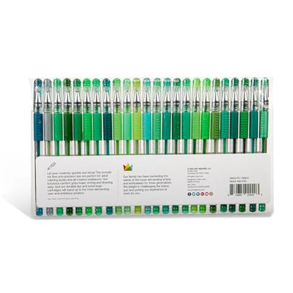 KINGART 400-24G Comfort Grip Gel Pens, Set of 24 Unique Green Tone Colors - color: Green Tone