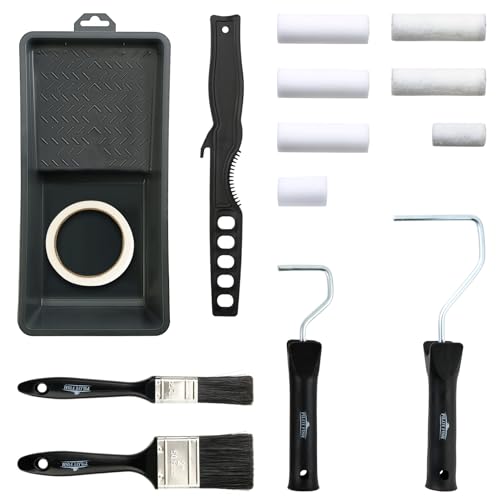 PILOT FISH 14Pcs Mini Paint Roller Kit, 4inch Paint Roller Set with Mohair and Sponge Covers 2 Frames and Brushes Home Painting Tools for DIY Indoor Outdoor Painting - size: 14pcs 2+4inch