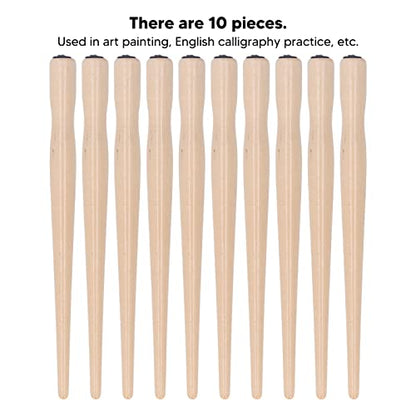 Pssopp 10 Pcs Nib Pen Holder, Dip Pen Set Comic Dip Wooden Pen Nib Holder for Art Painting English Calligraphy (Wood Color) - color: Natural Wood Color