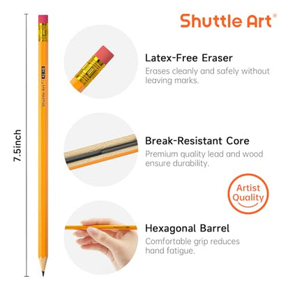 Shuttle Art Wood-Cased #2 HB Pencils, 1000 Pack Sharpened Yellow Pencils with Erasers, Bulk Pack Graphite Pencils for School and Teacher Supplies, Writing, Drawing and Sketching