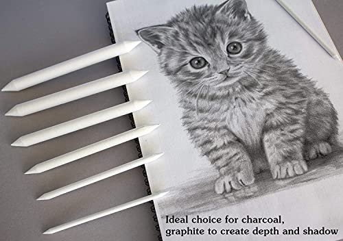 N NOROCME 10 PCS Blending Stumps,Sponge Pens and Sandpaper Pencil Sharpener | Kneaded Eraser,Tortillions Paper Art Blenders,Washable Reusable,for Student Artist Charcoal Sketch Drawing - size: 10 Pcs