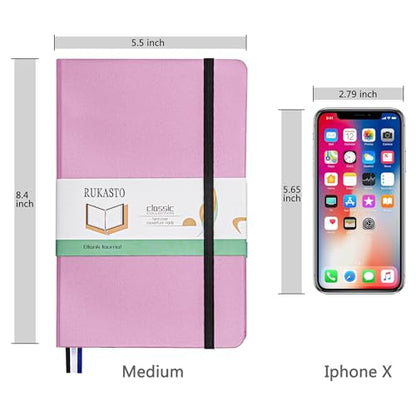 Hardcover Notebook Blank Journal Sketchbook for Drawing, Medium 5.5 by 8.4 Inch, 100 GSM Thick Paper (Pink, Plain) - color: Pink