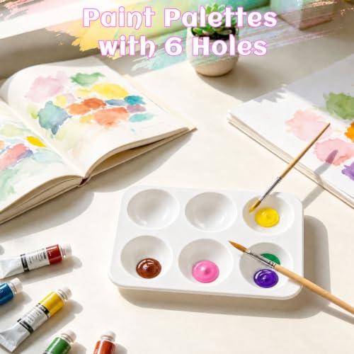 50 Pcs Paint Palettes, Palette Painting One Time Use Plastic, White | 6 Well Rectangular Mini Watercolor Painting Palettes for Students, Kids, Paint Holder, DIY Craft Class, Paintings - color: Rectangle