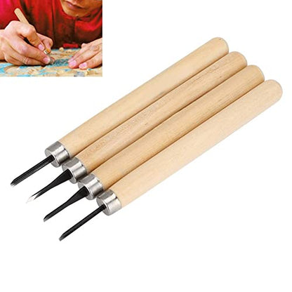 4Pcs Wood Carving Knife Set - Manual Sharpener, Wood Engraving & Rubber Stamp Pattern Carving Tools for Craft Projects (#1) - color: #1