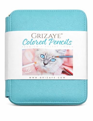 Grizaye Art 72 Premium Velvet Touch Colored Pencils with Burnisher Blender in Zipper Case, Oil-Based for Professional Artists and Colorists