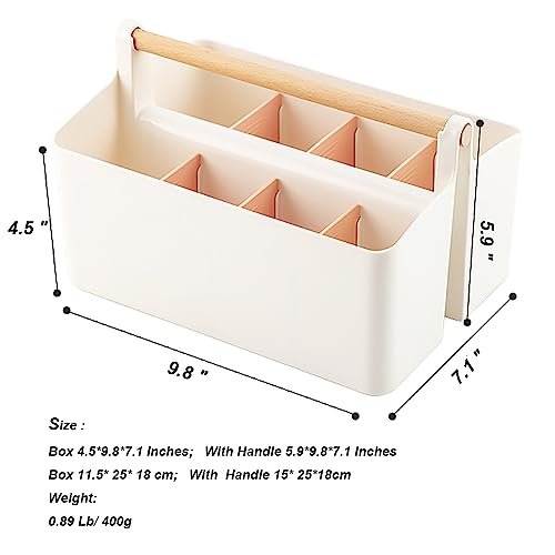 Art Supply Caddy Organizer with Handle,Teacher Tool Storage with Divider - color: Pink Divider