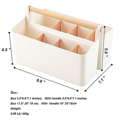 Art Supply Caddy Organizer with Handle,Teacher Tool Storage with Divider - color: Pink Divider