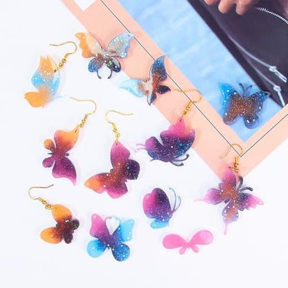 4 Piece Resin Earring Molds ， 47 Unique Shapes UV Butterfly Resin Molds with Holes Ideal for DIY Silicone Earrings Necklaces Jewelry and Animal Designs Creative Art Gifts - color: butterfly