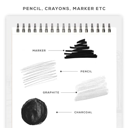 Beechmore Books 9x12 Top Spiral Sketchbook 140 GSM 100 Perforated Pages | Acid-Free White Paper, Artist Sketch Pad & Drawing Notebook, Art Supplies for Adults, Artists, Students & Teens - size: A4 (9" x 12")
