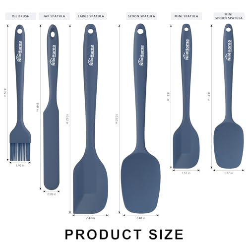 NileHome 6 Pieces Silicone Spatula Set with Silicone Brush,Haze blue - color: Haze blue