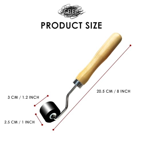 GELELF Smooth Peeling Brayer Roller - Wood Hand Roller Rollers Ink Roller Tape Roller for Gluing Taping Gel Printing Inking Block Printmaking Stamping Scrapbooks (#2: 1 Inch (2.2CM)) - color: #2: 1 Inch (2.2CM)