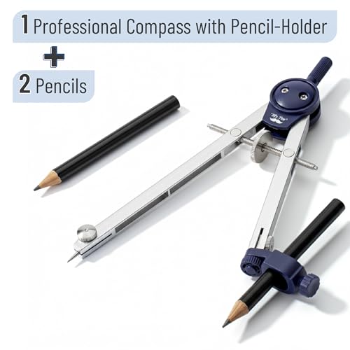 Mr. Pen- Metal Geometry Compass, Center-Wheel Design - color: Silver