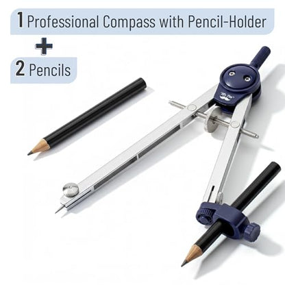 Mr. Pen- Metal Geometry Compass, Center-Wheel Design - color: Silver