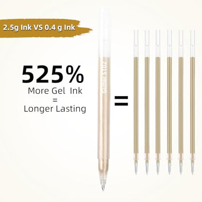 12 Skin Tone Glitter Gel Pens Set, 1.0 mm Fine Point for Black Paper & White Paper, Large Capacity Pens for Journaling, Adult Coloring Books, Drawing, Note Taking, Highlighting - color: skin tone