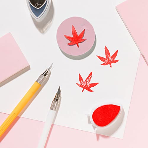 Tosnail 16 Pack Rubber Stamp Carving Blocks, 4 x 6 Inches Soft Linoleum Block for Beginners and Professional Engraving Printing, Stamp Making, Pink