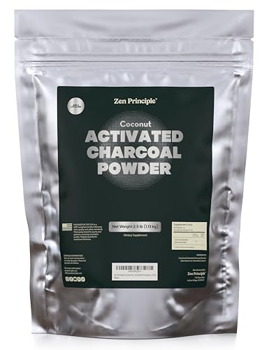 Zen Principle Coconut Activated Charcoal Powder. Whitens Teeth, Rejuvenates Skin and Hair, Supports Better Digestion. USA-Owned Producers, 2.5 lb - size: 40 Ounce (Pack of 1)