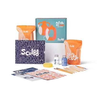 Sculpd - The Original Pottery Kit for Adults - Air Dry Clay for Adults, Tools, Varnish, Paints, Brushes, Couples Date Night Arts & Crafts Set, Matte Varnish - style: Matte Varnish