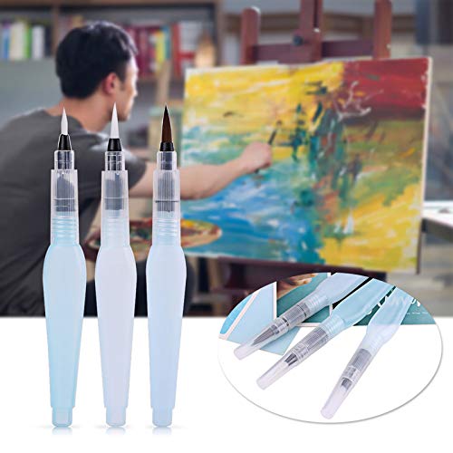 Refillable Water Brush Pen, 3Pcs/6Pcs Ink and Paint Art Pens Plus Fill Tool Watercolor Painting Calligraphy Art Crafts Set (3 Pcs Water Brush Pen)