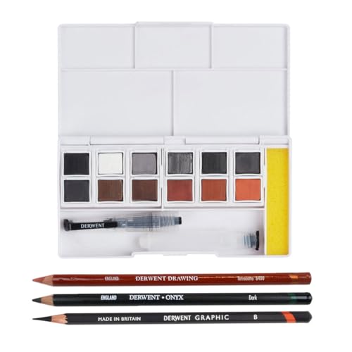 Derwent Shade & Tone Mixed Media Set, 16 Piece Set, Natural Paint Colors with Inktense, Graphitint, Pencils & Tinted Charcoal, Professional Quality (2305903)