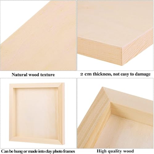 ADXCO 8 Pack Wood Panels 8 x 8 Inch Unfinished Wood Canvas Wooden Panel Boards for Painting, Pouring, Arts Use with Oils, Acrylics
