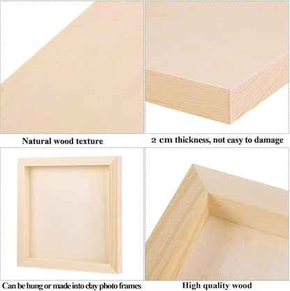 ADXCO 8 Pack Wood Panels 8 x 8 Inch Unfinished Wood Canvas Wooden Panel Boards for Painting, Pouring, Arts Use with Oils, Acrylics