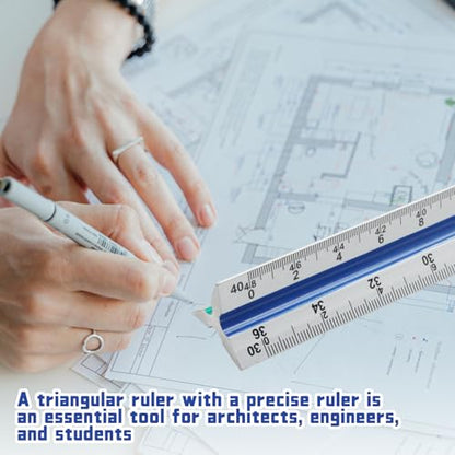 Biaungdo Engineer Scale Ruler 12 Inch Aluminum Colored for Drafting