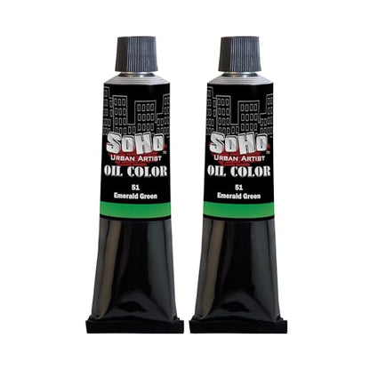 Soho Urban Artist Oil Paint - 2 Pack, Emerald Green 2 Pack - 170 ml Tube - Best Valued Oil Colors for Painting with Excellent Pigment Load - color: Emerald Green