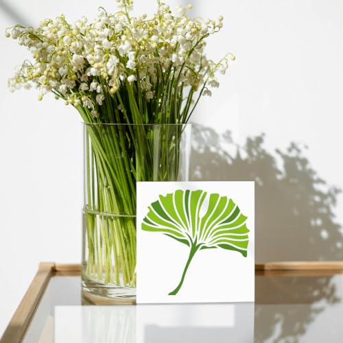 MAYJOYDIY Ginkgo Leaf Stencils, 4 Pieces Multi-Size Templates, 11.8x11.8 to 5.9x5.9 inches, Reusable PET Painting Templates for Wall Art - color: Ginkgo Leaf