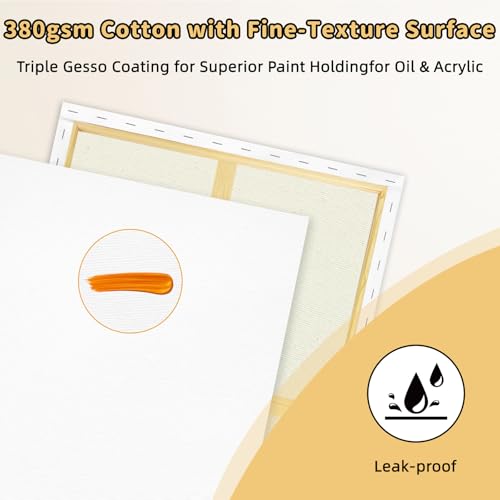 2-Pack 28x40 Large Stretched Canvas 380gsm Cotton for Oil & Acrylic | 70x100cm, Gallery Wrapped , 380gsm heavy-duty 100% cotton, triple acid-free gesso, warp resistant & no bleed - size: 2PK - 28"x40"