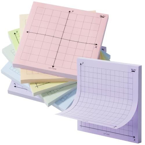 Mr. Pen- Graph Paper Sticky Notes, 6 Pads, 3x3 Inch, Pastel Colors | Graph Sticky Notes, Math Graph Paper, Graphing Sticky Notes, Grid Sticky Notes, Grid Notepad, Mini Graph Paper - color: Pastel