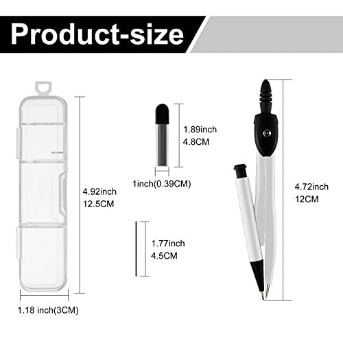 50 Packs Basic Geometry Compass In Bulk,Mechanical Pencil Desiged with Etra Lead,Student Drawing Tools Compass Math Compass Set (black and white) - color: Black and White