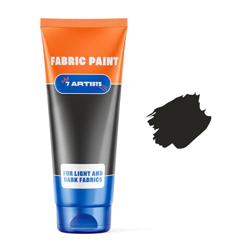 Black Fabric Paint 2 fl. oz Tube – Permanent Fabric Paint Black for Clothes | Textile Clothing Paints for Cotton and Synthethic Fabrics, Furniture Upholstery, Shoes, Sneakers, T-Shirt, Tote Bags - color: Black 2 fl. oz