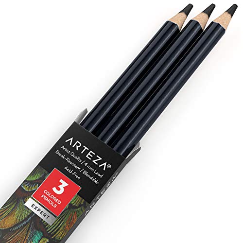 Arteza Colored Pencils, Pack of 3, A018 Storm Grey, Soft Wax-Based Cores, Ideal for Drawing, Sketching, Shading & Coloring - color: A018 Storm Gray