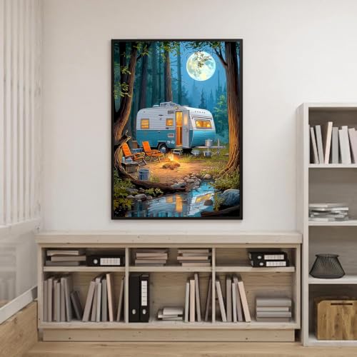 Outdoors Car Diamond Art Kits for Adults, Campervan Diamond Art 12X16 Inch | Easy 5D Diamond Art Kits, Round Dots Full Drill, DIY Diamond Painting Kit for Adult Beginners, Home Wall Decor Gifts - color: Country 06