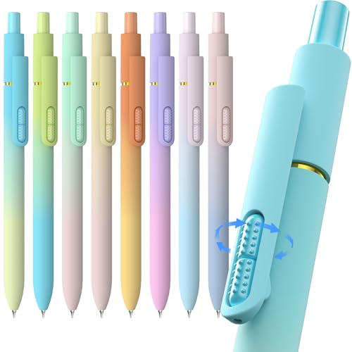 0.7mm Gel Pens Black Ink, 8 Pack Retractable Pens with Fidget Clip - color: Gradient -8Pcs Black Ink