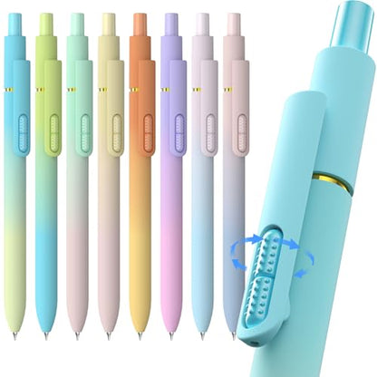 0.7mm Gel Pens Black Ink, 8 Pack Retractable Pens with Fidget Clip - color: Gradient -8Pcs Black Ink