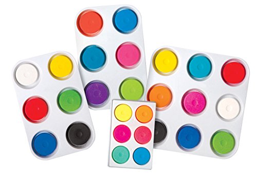 Sax Non-Toxic Giant Tempera Paint Cakes with Tray - 2 1/4 x 3/4inch - Set of 6 - Assorted Colors