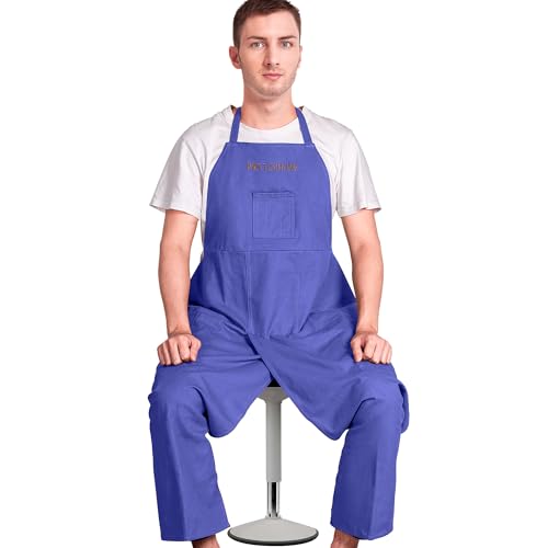 Full Coverage Pottery Apron Split Leg - 100% Cotton Canvas Potter's & Ceramics Aprons with Pockets for Women & Men - color: Voilet