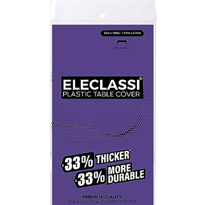 Eleclassi Purple 6 Pack Premium Disposable Plastic Tablecloth 54 x 108 in - Plastic Table Cloth Disposable Tablecloth for Rectangle Table Up to 8 Feet - color: Purple