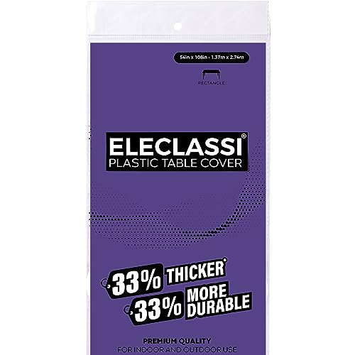 Eleclassi Purple 6 Pack Premium Disposable Plastic Tablecloth 54 x 108 in - Plastic Table Cloth Disposable Tablecloth for Rectangle Table Up to 8 Feet - color: Purple
