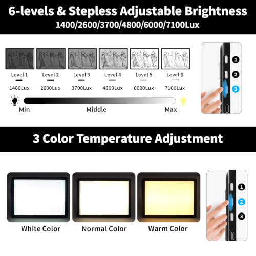 LEACUBER Rechargeable A4 Light Pad with Stand, Super Bright Magnetic Tracing Light Box with Side Buttons, Diamond Art Light Board for Diamond Painting, Light Table for Sketching, Weeding Vinyl Black - size: A4