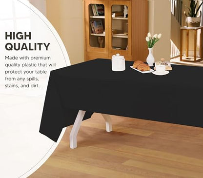 Utopia Kitchen Plastic Table Cloth Disposable (12 Pack - 54x108 Inch) Black Rectangle Tablecloth Waterproof Stain Resistant Party Table Cover | 54x108 Inch Rectangle Tablecloth Waterproof Stain Resistant Party Table Cover - color: Black, size: 54X108 Inch