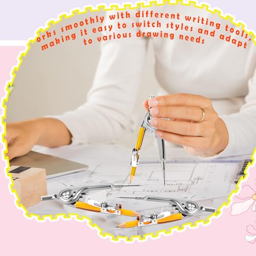 48 Pack Metal Compass for Geometry with Pencil Compass Drawing Tool Set for Students Math Compass for School Classroom Supplies Drafting Drawing