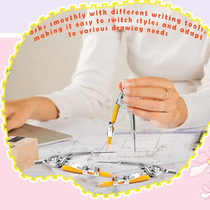 48 Pack Metal Compass for Geometry with Pencil Compass Drawing Tool Set for Students Math Compass for School Classroom Supplies Drafting Drawing